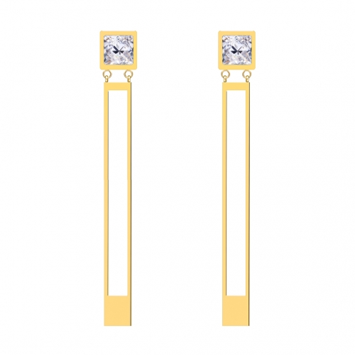 עגילי פלדה בציפוי זהב Straight קריסטל Preciosa® 7393Y00