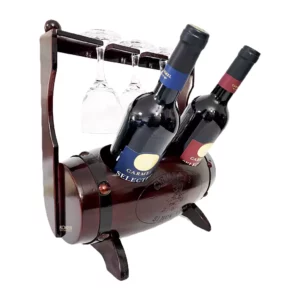 בר יין חבית שוכבת ל-2 בקבוקים ו-3 כוסות  ZA3563