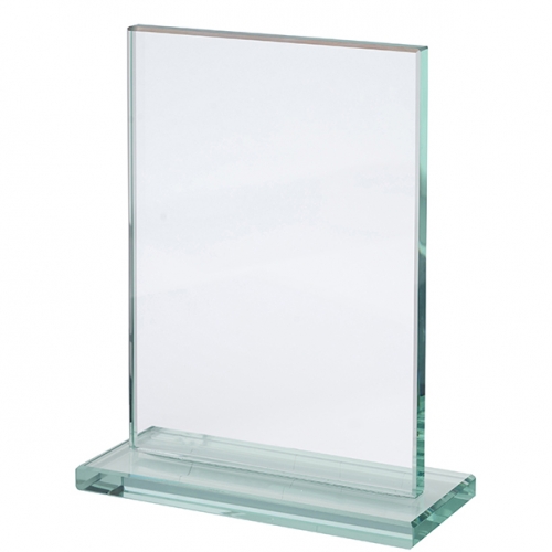 מגן הוקרה מלבני מזכוכית קריסטל עם חריטה | בסיס מובנה ZA3900