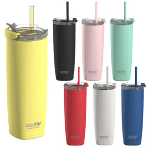 ספל תרמי נירוסטה חם/קר עם קש ומכסה טריטן | Aqualina Asobu