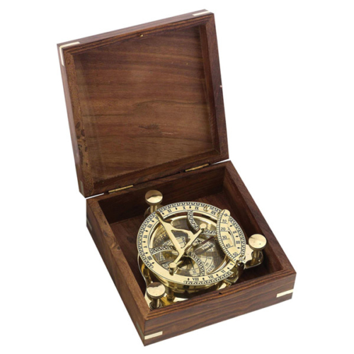 “נלסון” מצפן שעון שמש מהודר במארז עץ