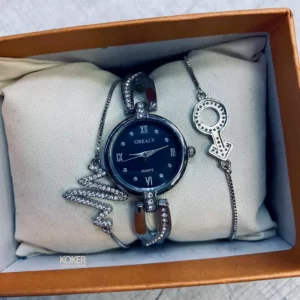 סט שעון יד לאישה ושני צמידים SH845N