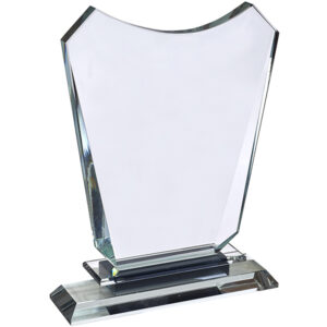 מגן הוקרה מזכוכית קריסטל עם חריטה | בסיס מובנה מלבני ZA3902