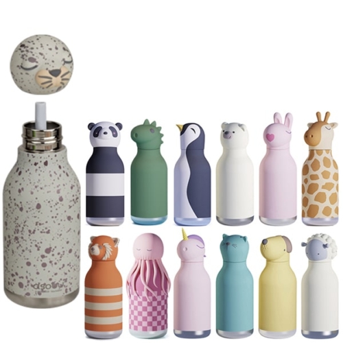 BESTIE בקבוק תרמי נירוסטה חם/קר 460 מ”ל עם קש מבית ASOBU