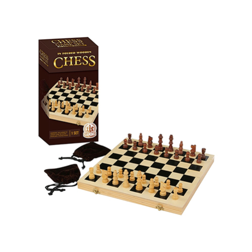 שחמט עץ שולחני מתקפל לנסיעות עם חריטה אישית