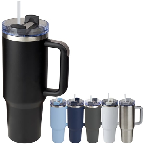 ספל תרמי נירוסטה גדול חם/קר 1.2 ליטר מכסה אקרילי שקוף עם קש