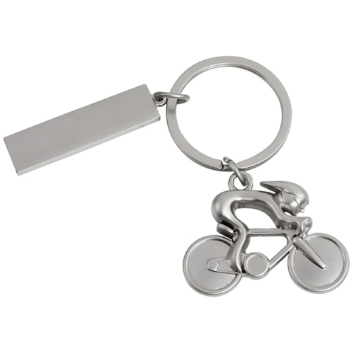 מחזיק מפתחות מתכת אופניים עם לוחית למיתוג אישי