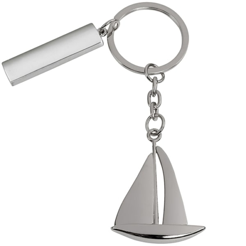 מחזיק מפתחות מפרשית ממתכת עם לוחית מותאמת אישית