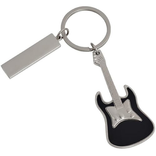 מחזיק מפתחות מתכתי “גיטרה” עם לוחית למיתוג אישי