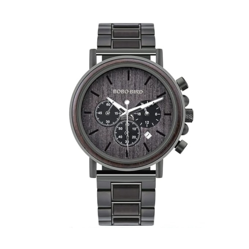 שעון יד מעץ לגבר בצבע שחור BOBOBIRD