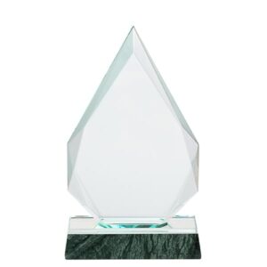 מגן הוקרה מזכוכית קריסטל בצורת טיפת מים עם בסיס מובנה