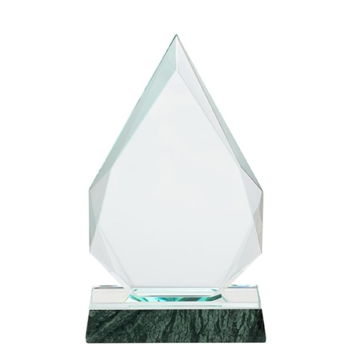 מגן הוקרה מזכוכית קריסטל בצורת טיפת מים עם בסיס מובנה