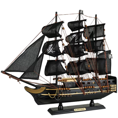 ספינת פיראטים מפרשים שחורים גובה 50 ס”מ