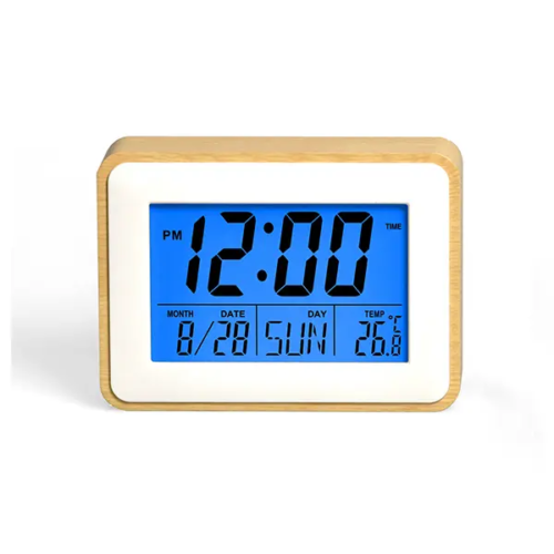 שעון מעורר דיגיטלי במבוק עם תאורת לד כחולה – שולחן וקיר